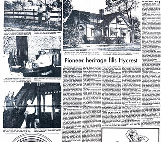 Original news clippings of the Hycrest house