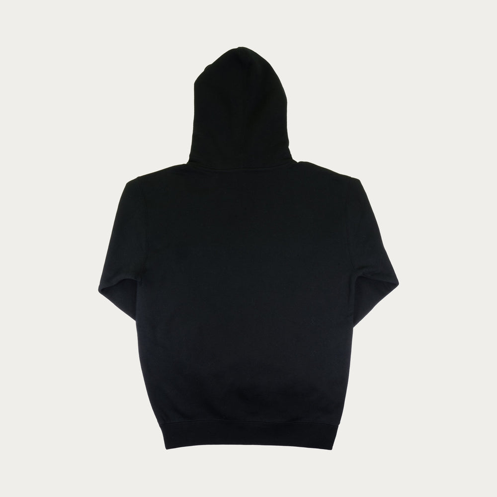 Black hoodie on a light gray background