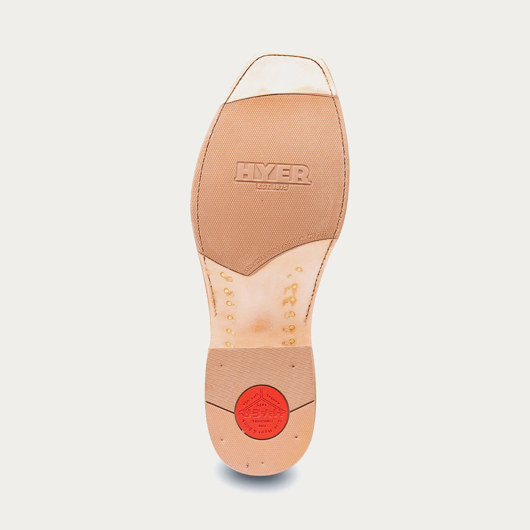 Tan insole with HYER branding on a light gray background