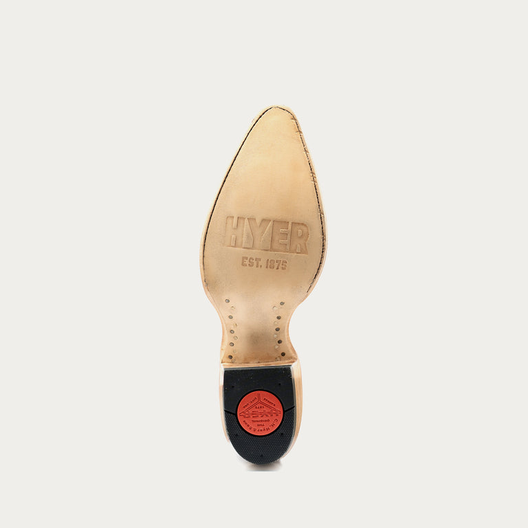 Shoe insole with Hyer branding on a light gray background