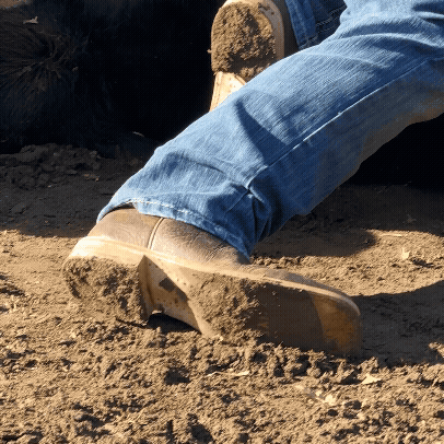 GIF showing cowboy boot digging into dirt